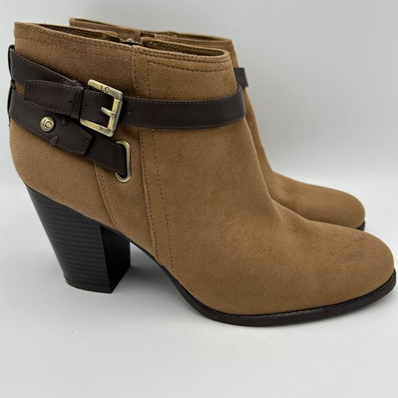 Liz Claiborne Flex Form Womens 11M  Brown Faux Suede Ankle Boots Western Buckle - Picture 8 of 11